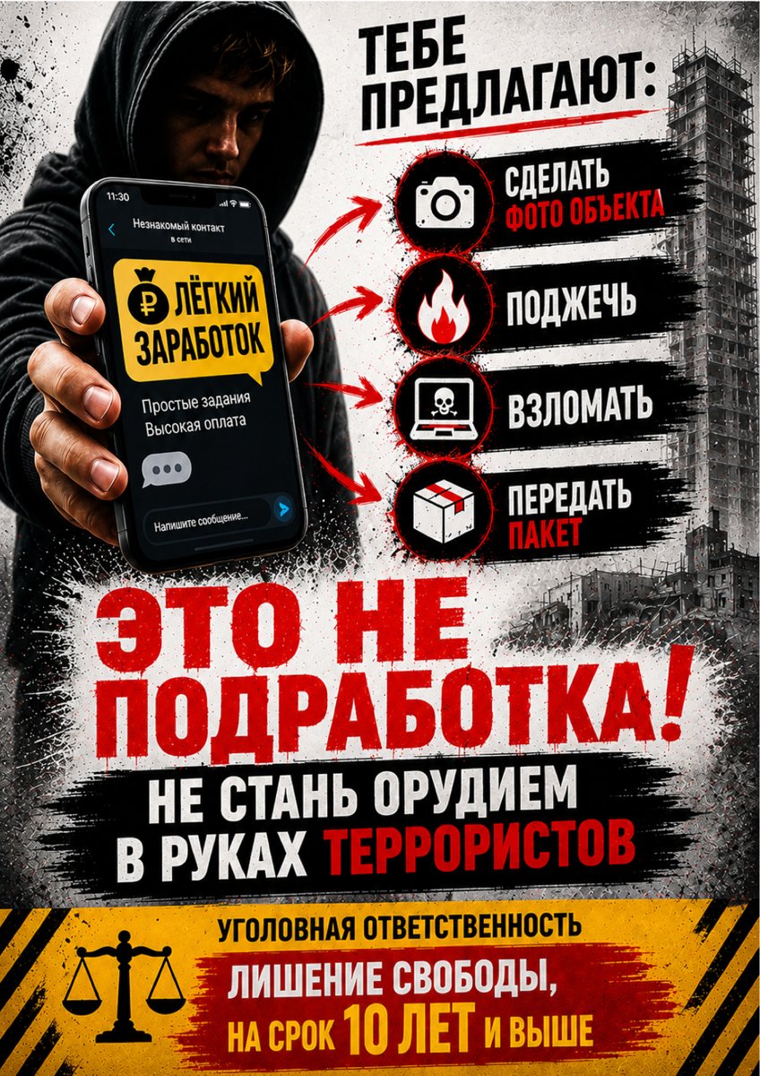 Не стань орудием в руках террористов — информационный плакат
